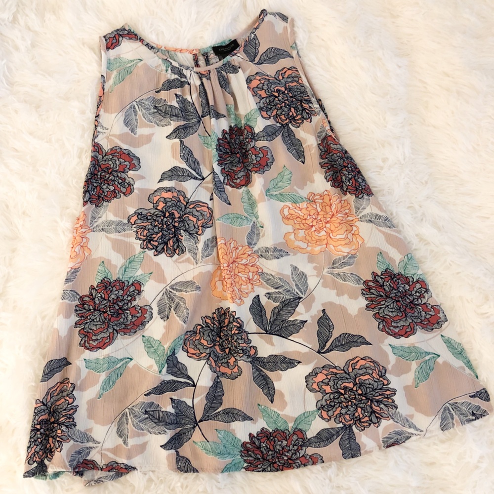 ANN TAYLOR FACTORY Floral Flowy Tank Blouse